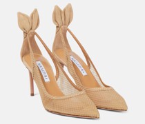 Pumps Bow Tie aus Mesh und Veloursleder