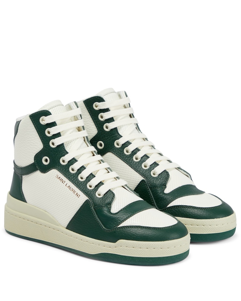 Saint Laurent Leder Mittelhohe Sneakrs 20mm in Weiß Damen Schuhe Sneaker Hoch Geschnittene Sneaker 