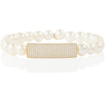 Armband aus Perlen mit 14kt Gelbgold und Diamanten