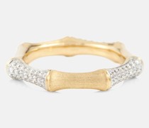 Rainbow K Ring Bamboo aus 14kt Gelbgold mit Diamanten