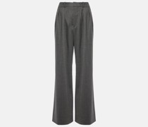 Weite Low-Rise-Hose aus Wollflanell