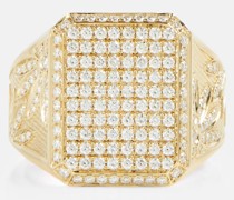 Rainbow K Ring Signet Flower aus 18kt Gelbgold mit Diamanten