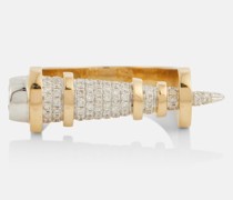 Ring Horn aus 14kt Gelb- und Weissgold mit Diamanten