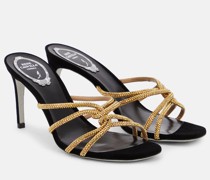 Rene Caovilla Sandalen aus Satin und Veloursleder