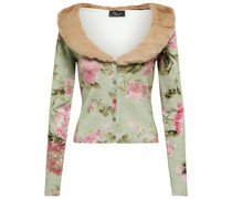 Blumarine Bedruckter Cardigan mit Faux Fur