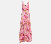 Versace Bedruckte Robe aus Seiden-Chiffon