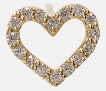 Einzelner Ohrring Open Heart aus 14kt Gelbgold mit Diamanten