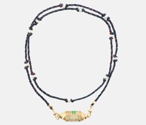 Halskette Good Things mit 14kt Gelbgold, Diamanten und Onyx