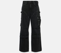 Mid-Rise Cargo-Jeans Nera