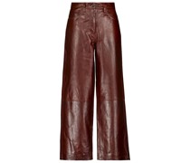 Dries Van Noten Weite High-Rise-Hose aus Leder