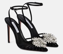 Verzierte Pumps aus Veloursleder