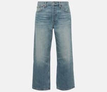 Mid-Rise Cropped Straight Jeans
