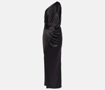 One-Shoulder-Maxikleid aus Seidensatin