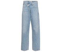 Agolde Mid-Rise Straight Jeans Criss-Cross
