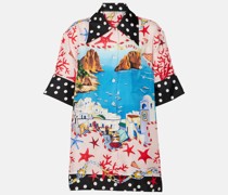 Bedrucktes Hemd Capri aus Seidensatin