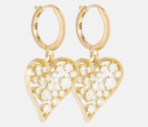 Jade Trau Ohrringe Margot Heart aus 18kt Gelbgold mit Diamanten