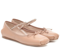 Miu Miu Verzierte Ballerinas aus Leder