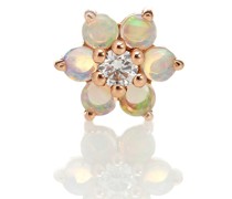 Einzelner Ohrring Flower aus 14kt Rosegold mit Diamant und Opalen