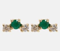 Ohrringe Dainty Emerald Goddess aus 14kt Gelbgold mit Diamanten und Smaragden