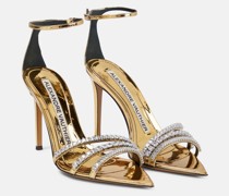 Alexandre Vauthier Verzierte Sandalen aus Metallic-Leder