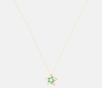 Halskette Estrella aus 9kt Gelbgold und Emaille mit Saphir