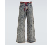 Marni Wide-Leg Jeans mit Leder