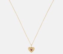 Halskette Fluted Heart aus 14kt Gelbgold mit Rubin