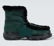 Ankle Boots aus Veloursleder und Shearling