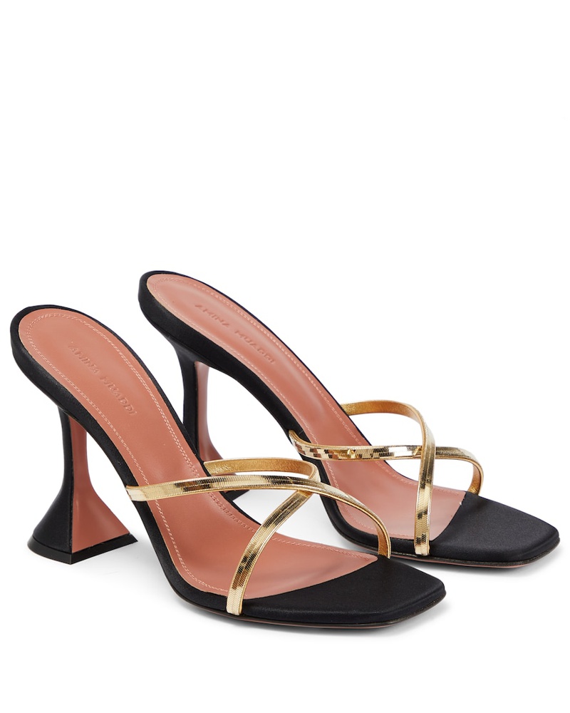 Damen Schuhe Absätze Sandaletten AMINA MUADDI Leder Gilda Sandalen mit Kristallen 105mm in Pink 