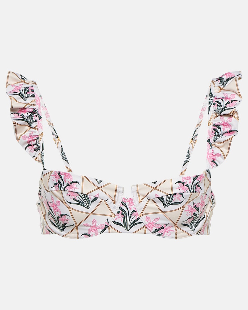 AGUA BENDITA Damen Agua by Agua Bendita Bedrucktes Bikini-Oberteil Kiwi Orquidea