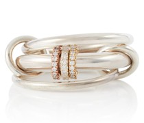 Ring Gemini aus Sterlingsilber, Gelb- und Rosegold mit Diamanten