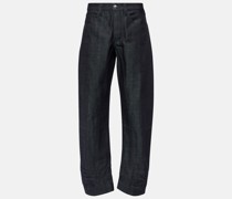 Mid-Rise Tapered Cropped Jeans