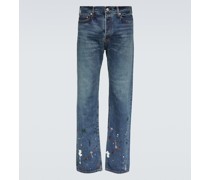 Bestickte Straight Jeans