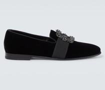 Manolo Blahnik Verzierte Loafers Carlton aus Samt