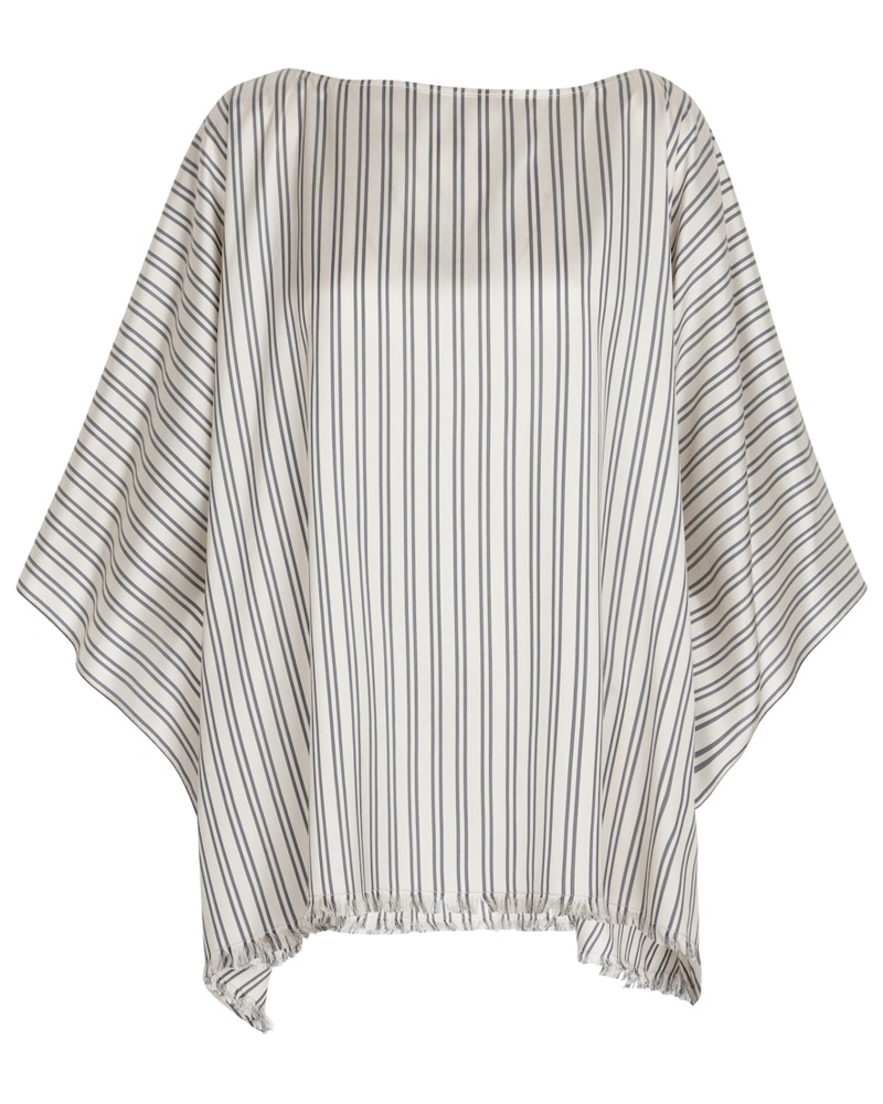 Brunello Cucinelli Damen Brunello Cucinelli Gestreifter Poncho aus Seide Brunello Cucinelli Damen Brunello Cucinelli Gestreifter Poncho aus Seide