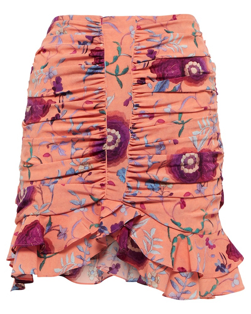 Isabel Marant Seide Minirock mit Blumen-Print in Orange Damen Bekleidung Röcke Miniröcke 