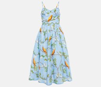Agua by Agua Bendita Midikleid Acacias Aves aus Leinen