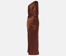 One-Shoulder-Midikleid aus Seidensatin