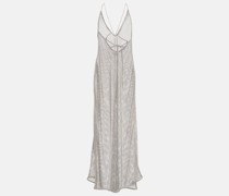 Ganni Verziertes Maxikleid aus Mesh