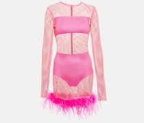 Verziertes Minikleid mit Federn