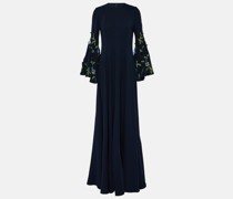 Oscar de la Renta Bestickte Robe aus einem Seidengemisch