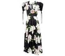 Rodarte Florales Midikleid aus Seidentwill
