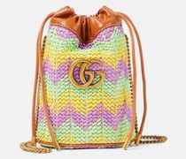 Bucket-Bag GG Marmont Super Mini aus Raffiabast