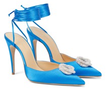 Kristallverzierte Pumps aus Satin