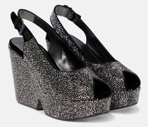 Clergerie Wedge-Sandalen Dovima mit Kristallen
