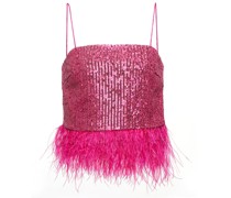 Rebecca Vallance Cropped-Top Missing Hours mit Federn und Pailletten