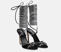 Verzierte Sandalen Tatiana aus Veloursleder