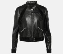 Cropped-Bikerjacke aus Leder