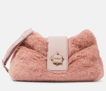 Clutch Cuscino aus Teddyfleece mit Leder