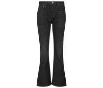 Mid-Rise Flared Cropped Jeans